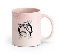 AYUEHBN Ceramics Ceramic Cup for Home and Office Dolphins Marine Animals Ocean （11oz/320ml） Office, Home, Café, Dishwasher & Microwave Safe Marble Pink