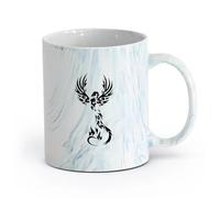 AYUEHBN Ceramics Ceramic Cup for Home and Office Fire Phoenix Fantasy Bird Myth （11oz/320ml） Stylish & Durable - Microwave & Dishwasher Safe Marble Blue
