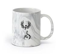 AYUEHBN Ceramics Ceramic Cup for Home and Office Fire Phoenix Fantasy Bird Myth （11oz/320ml） Stylish & Durable - Microwave & Dishwasher Safe Marble Black