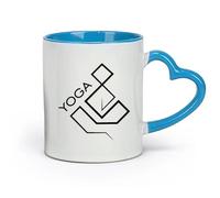 AYUEHBN Ceramics Ceramic Cup for Home and Office Yoga Geometric Zen Buddhism （11oz/320ml） for Coffee, Soup, Tea, Milk, Latte, hot Cocoa, Ladies, Men Blue