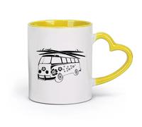 AYUEHBN Ceramics Ceramic Cup Hippie Car Recreation Tourism Beach Relax （11oz/320ml） for Coffee, Soup, Tea, Milk, Latte, hot Cocoa, Ladies, Men Yellow