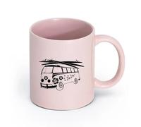 AYUEHBN Ceramics Ceramic Cup Hippie Car Recreation Tourism Beach Relax （11oz/320ml） for Coffee, Soup, Tea, Milk, Latte, hot Cocoa, Ladies, Men Pink