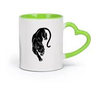 AYUEHBN Ceramics Ceramic Cup Panther Wild Cat Jungle Tribal Animal Predator （11oz/320ml） for Coffee, Soup, Tea, Milk, Latte, hot Cocoa, Ladies, Men Green