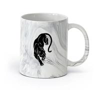 AYUEHBN Ceramics Ceramic Cup Panther Wild Cat Jungle Tribal Animal Predator （11oz/320ml） for Coffee, Soup, Tea, Milk, Latte, hot Cocoa, Ladies, Men Marble Black
