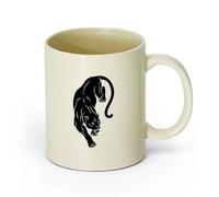 AYUEHBN Ceramics Ceramic Cup Panther Wild Cat Jungle Tribal Animal Predator （11oz/320ml） for Coffee, Soup, Tea, Milk, Latte, hot Cocoa, Ladies, Men Light Yellow