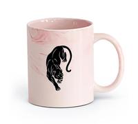 AYUEHBN Ceramics Ceramic Cup Panther Wild Cat Jungle Tribal Animal Predator （11oz/320ml） for Coffee, Soup, Tea, Milk, Latte, hot Cocoa, Ladies, Men Marble Pink