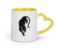AYUEHBN Ceramics Ceramic Cup Panther Wild Cat Jungle Tribal Animal Predator （11oz/320ml） for Coffee, Soup, Tea, Milk, Latte, hot Cocoa, Ladies, Men Yellow