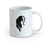 AYUEHBN Ceramics Ceramic Cup Panther Wild Cat Jungle Tribal Animal Predator （11oz/320ml） for Coffee, Soup, Tea, Milk, Latte, hot Cocoa, Ladies, Men Marble Blue
