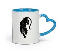 AYUEHBN Ceramics Ceramic Cup Panther Wild Cat Jungle Tribal Animal Predator （11oz/320ml） for Coffee, Soup, Tea, Milk, Latte, hot Cocoa, Ladies, Men Blue