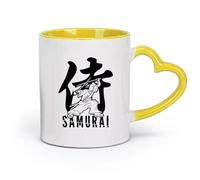 AYUEHBN Ceramics Ceramic Cup Samurai Japanese Warrior Catana Sword Hieroglyphs Asian （11oz/320ml） for Milk Tea Cola Water Yellow
