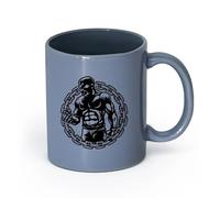 AYUEHBN Ceramics Ceramic Cup Strong Man Strength Circuit Muscles Fighter Fight （11oz/320ml） Dishwasher Microwave Safe,for Office and Home Blue-Gray