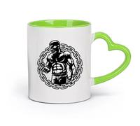 AYUEHBN Ceramics Ceramic Cup Strong Man Strength Circuit Muscles Fighter Fight （11oz/320ml） Dishwasher Microwave Safe,for Office and Home Green