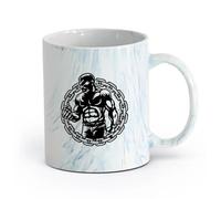 AYUEHBN Ceramics Ceramic Cup Strong Man Strength Circuit Muscles Fighter Fight （11oz/320ml） Dishwasher Microwave Safe,for Office and Home Marble Blue