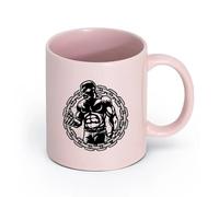 AYUEHBN Ceramics Ceramic Cup Strong Man Strength Circuit Muscles Fighter Fight （11oz/320ml） Dishwasher Microwave Safe,for Office and Home Pink