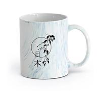 AYUEHBN Ceramics Ceramic Cup Written Word Japan Japanese Eastern Cozy Big Home （11oz/320ml） Dishwasher Microwave Safe,for Office and Home Marble Blue