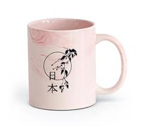 AYUEHBN Ceramics Ceramic Cup Written Word Japan Japanese Eastern Cozy Big Home （11oz/320ml） Dishwasher Microwave Safe,for Office and Home Marble Pink