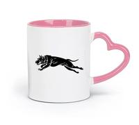 AYUEHBN Ceramics Ceramic Cups with Handles Abstract Angry Dog Home Animal Pet （11oz/320ml） Ceramic Coffee Mug for Cappuccino Tea, Milk, Pink
