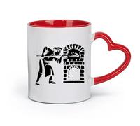 AYUEHBN Ceramics Ceramic Cups with Handles Bakery Bakeshop Kitchen Bakehouse Oven （11oz/320ml） Great for Home, Office, Cafes, Gift Ideas Red