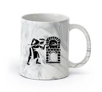 AYUEHBN Ceramics Ceramic Cups with Handles Bakery Bakeshop Kitchen Bakehouse Oven （11oz/320ml） Great for Home, Office, Cafes, Gift Ideas Marble Black