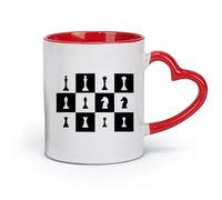 AYUEHBN Ceramics Ceramic Cups with Handles Chessmen Chess Game Club Chessboard （11oz/320ml） Great for Home, Office, Cafes, Gift Ideas Red