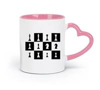 AYUEHBN Ceramics Ceramic Cups with Handles Chessmen Chess Game Club Chessboard （11oz/320ml） Great for Home, Office, Cafes, Gift Ideas Pink