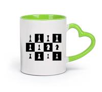 AYUEHBN Ceramics Ceramic Cups with Handles Chessmen Chess Game Club Chessboard （11oz/320ml） Great for Home, Office, Cafes, Gift Ideas Green