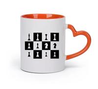 AYUEHBN Ceramics Ceramic Cups with Handles Chessmen Chess Game Club Chessboard （11oz/320ml） Great for Home, Office, Cafes, Gift Ideas Orange