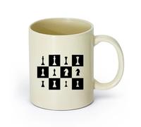 AYUEHBN Ceramics Ceramic Cups with Handles Chessmen Chess Game Club Chessboard （11oz/320ml） Great for Home, Office, Cafes, Gift Ideas Light Yellow