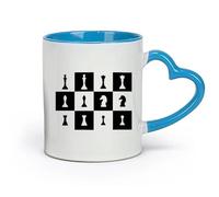 AYUEHBN Ceramics Ceramic Cups with Handles Chessmen Chess Game Club Chessboard （11oz/320ml） Great for Home, Office, Cafes, Gift Ideas Blue