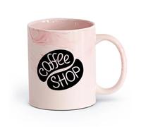 AYUEHBN Ceramics Ceramic Cups with Handles Coffee Tea Shop Restaurant Business （11oz/320ml） Great for Home, Office, Cafes, Gift Ideas Marble Pink