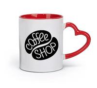 AYUEHBN Ceramics Ceramic Cups with Handles Coffee Tea Shop Restaurant Business （11oz/320ml） Great for Home, Office, Cafes, Gift Ideas Red