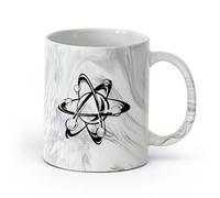 AYUEHBN Ceramics Ceramic Drinkware for Home Atom Science Chemistry School Physics （11oz/320ml） Cappuccino, Latte Macchiato, Tea, Espresso Marble Black