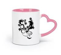 AYUEHBN Ceramics Ceramic Drinkware for Home Dragon Vs Tiger Fight Predators Boys Room （11oz/320ml） Unique Office Gift for Women & Men Pink