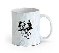 AYUEHBN Ceramics Ceramic Drinkware for Home Dragon Vs Tiger Fight Predators Boys Room （11oz/320ml） Unique Office Gift for Women & Men Marble Blue