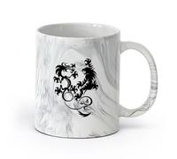 AYUEHBN Ceramics Ceramic Drinkware for Home Dragon Vs Tiger Fight Predators Boys Room （11oz/320ml） Unique Office Gift for Women & Men Marble Black