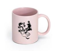 AYUEHBN Ceramics Ceramic Drinkware for Home Dragon Vs Tiger Fight Predators Boys Room （11oz/320ml） Unique Office Gift for Women & Men Pink