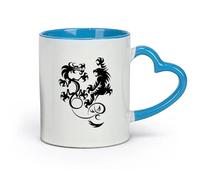 AYUEHBN Ceramics Ceramic Drinkware for Home Dragon Vs Tiger Fight Predators Boys Room （11oz/320ml） Unique Office Gift for Women & Men Blue