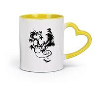 AYUEHBN Ceramics Ceramic Drinkware for Home Dragon Vs Tiger Fight Predators Boys Room （11oz/320ml） Unique Office Gift for Women & Men Yellow