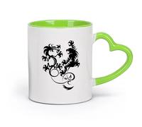 AYUEHBN Ceramics Ceramic Drinkware for Home Dragon Vs Tiger Fight Predators Boys Room （11oz/320ml） Unique Office Gift for Women & Men Green