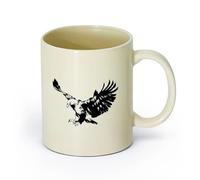 AYUEHBN Ceramics Ceramic Drinkware for Home Eagle Big Bird Flying Air Tribal Symbol （11oz/320ml） for Tea Coffee Milk Cappuccino Light Yellow