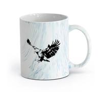 AYUEHBN Ceramics Ceramic Drinkware for Home Eagle Big Bird Flying Air Tribal Symbol （11oz/320ml） for Tea Coffee Milk Cappuccino Marble Blue
