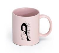 AYUEHBN Ceramics Ceramic Drinkware for Home Flower Rose Beautiful Japanese Girl Spa （11oz/320ml） for Coffee Oatmeal Tea Easy to Clean Pink