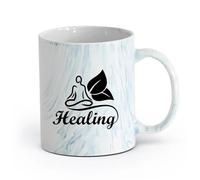 AYUEHBN Ceramics Ceramic Drinkware for Home Healing Meditation Lotus Pose Health （11oz/320ml） Ceramic Coffee Mug for Cappuccino Tea, Milk, Marble Blue