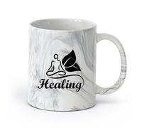 AYUEHBN Ceramics Ceramic Drinkware for Home Healing Meditation Lotus Pose Health （11oz/320ml） Ceramic Coffee Mug for Cappuccino Tea, Milk, Marble Black