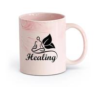 AYUEHBN Ceramics Ceramic Drinkware for Home Healing Meditation Lotus Pose Health （11oz/320ml） Ceramic Coffee Mug for Cappuccino Tea, Milk, Marble Pink