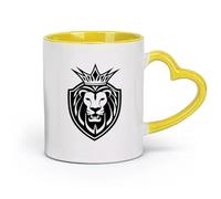 AYUEHBN Ceramics Ceramic Drinkware for Home Heraldic Lion Crown Animal Man Cave （11oz/320ml） Stylish & Durable - Microwave & Dishwasher Safe Yellow