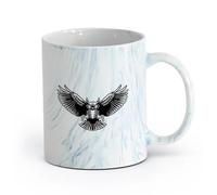 AYUEHBN Ceramics Ceramic Drinkware for Home Owl Night Flying Bird Fairytale （11oz/320ml） Humorous Gift for Coffee Lovers, Work Besties, Coworkers & Friends Marble Blue