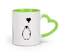 AYUEHBN Ceramics Ceramic Mug Cup Cartoon Arctic Penguin Bird with Balloon Kid's （11oz/320ml） Cappuccino, Latte Macchiato, Tea, Espresso Green