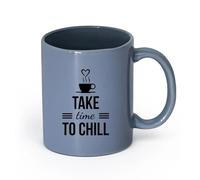 AYUEHBN Ceramics Ceramic Mug Cup Chill Quote Break Office Relax Quote Words Letters Coffee Shop （11oz/320ml） for Home and Office Blue-Gray