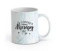 AYUEHBN Ceramics Ceramic Mug Cup Coffee Therapy Beans Cups Cafe Kitchen Words （11oz/320ml） Humorous Gift for Coffee Lovers, Work Besties, Coworkers & Friends Marble Blue